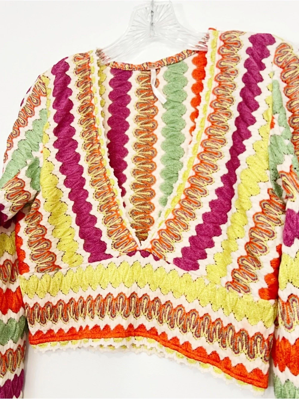 Free People Twist & Shout Top Colorful Size Medium Long Sleeve